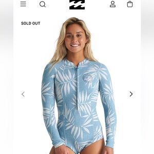 Billabong Women's Blue and White Leaf Print One Piece